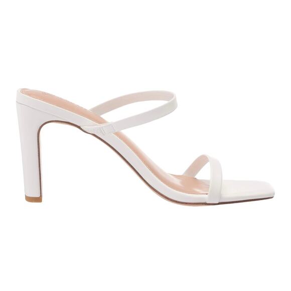 The Drop Women's Avery White Square Toe Two Strap High Heels - Picture 2 of 4
